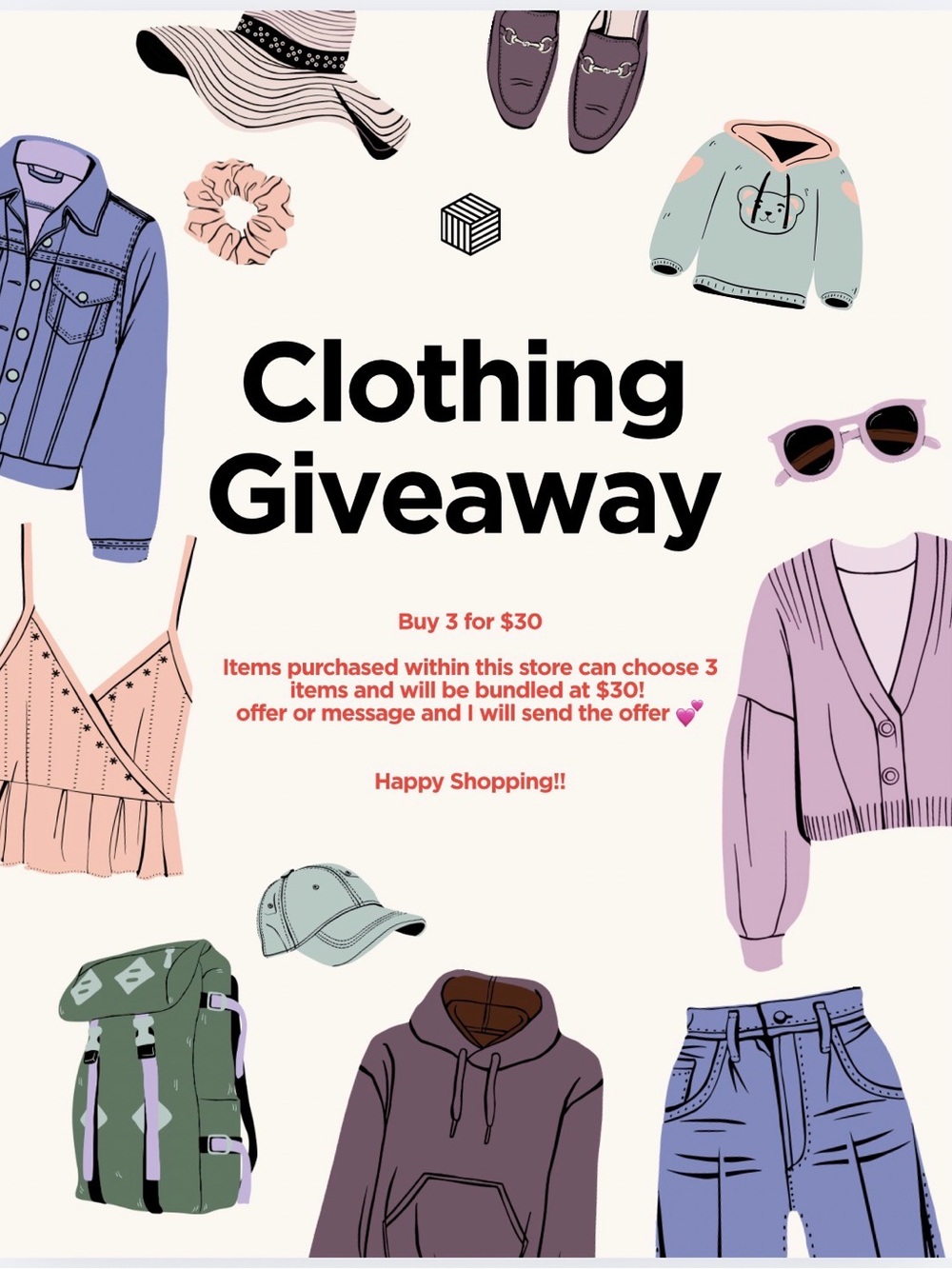 Clothing Giveaway Graphic Poster - Pastel Fashion Icons